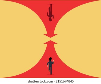 Business competitor. businessman running on arrows, Competition concept. Business people