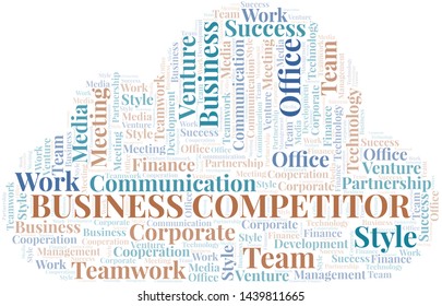 Business Competitor word cloud. Collage made with text only.
