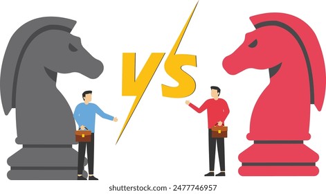 Business competitors playing chess striving for success. Business strategy and game concept.


