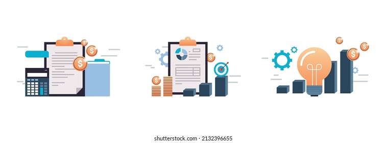 Business complete individual income tax return form online for tax payment, marketing analysis and intellectual capital concept flat vector illustration.
