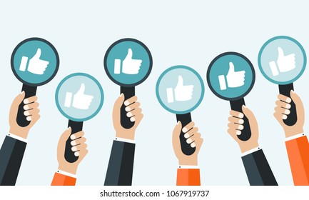 Business compliment concept. Thumbs up hands. Flat vector illustration.