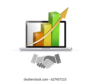 business computer agreement handshake concept illustration design isolated over white