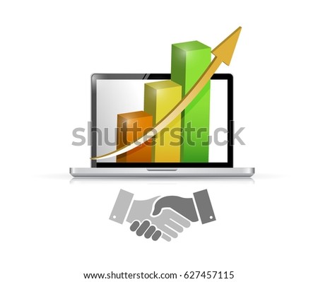 business computer agreement handshake concept illustration design isolated over white