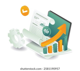 Business computer data management illustration concept