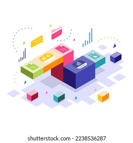 business with computer infographic vector	
