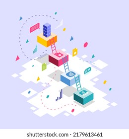business with computer and infographic vector design 
business isometric design vector
