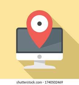 Business computer location icon. Flat illustration of business computer location vector icon for web design