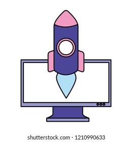 business computer rocket launching