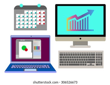 business computer vector desk icon office work