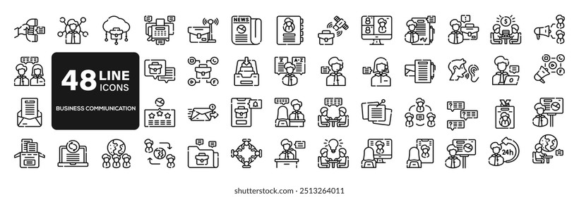 Iconos de línea de comunicación de negocios - Iconos de línea de Vector. Trazo Editable. Gráfico Vector