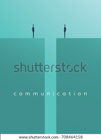 Business comunication or negotiation problems, issues. Two businessmen icons with gap between them. Eps10 vector illustration.