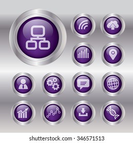 Business concept with 13 glass button, parts, steps or processes. Can be used for workflow layout, diagram, number options, web design.
