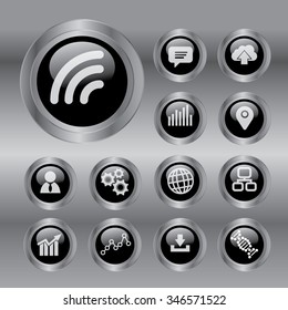 Business concept with 13 glass button, parts, steps or processes. Can be used for workflow layout, diagram, number options, web design.