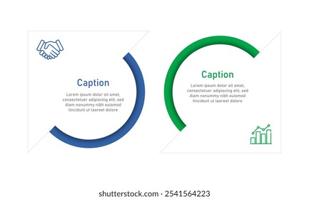 Business concept with 2 steps, options, process. Vector illustration.