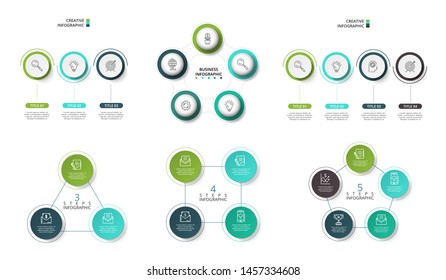 Business concept with 3, 4 and 5 options, parts, steps or processes. Can be used for workflow layout, diagram,