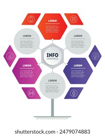 Geschäftskonzept mit 3 Schritten oder Punkten. Infografiken mit 3 aktiven Optionen plus drei zusätzlichen, Forschung in Wissenschaft und Technik. Nachhaltige Entwicklung und Wachstum des Ökogeschäfts. 