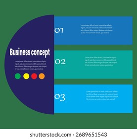 "Business Concept — 3-Step Horizontal Timeline"
"Three-Stage Business Concept Diagram"