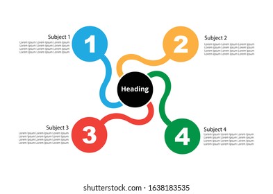 Business concept with 4 options, parts, steps or processes, Data visualization,
graph, Presentation and round chart