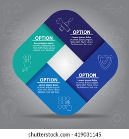 Business concept with 4 options, parts, steps or processes. Can be used for workflow layout, diagram, number options, web design.