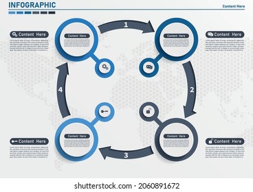 Business concept with 4 options.Circular arrows for infographics. Chart, graph, diagram with 4 steps, options, parts. Vector business template.