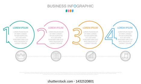 Business concept with 4 steps or options, Infographics design vector template, Timeline, process chart, presentation.