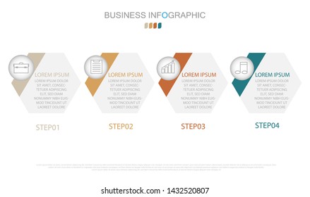 Business concept with 4 steps or options, Infographics design vector template, Timeline, process chart, presentation.