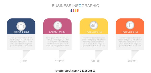 Business concept with 4 steps or options, Infographics design vector template, Timeline, process chart, presentation.