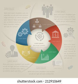 Business Concept 5 cycle arrows with business icons