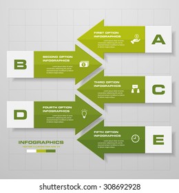 Business concept with 5 options in arrow shape parts, steps or processes. Template for diagram, Vector Background. Template/tags or website layout. Vector.