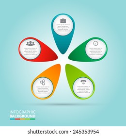 Business concept with 5 options, parts, steps or processes. Template for diagram, graph, presentation and chart. 