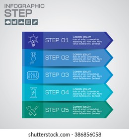 Business concept with 5 options, parts, steps or processes. Can be used for workflow layout, diagram, number options, web design.