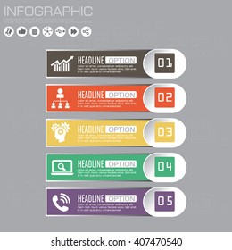 Business concept with 5 options, parts, steps or processes. Can be used for workflow layout, diagram, number options, web design.