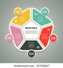 Business concept with 5 options, parts, steps or processes. Template for diagram, graph, presentation and chart.