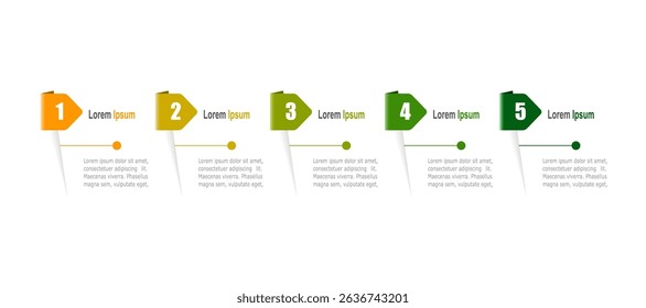 For business concept with 5 steps infographics, multicolor label ,design for workflow layout, diagram, annual report, web design. vector 