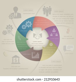 Business Concept 6 cycle arrows with business icons