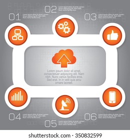 Business concept with 6 options, parts, steps or processes. Can be used for workflow layout, diagram, number options, web design.