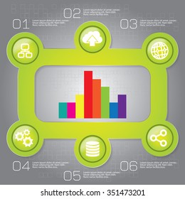 Business concept with 6 options, parts, steps or processes. Can be used for workflow layout, diagram, number options, web design.