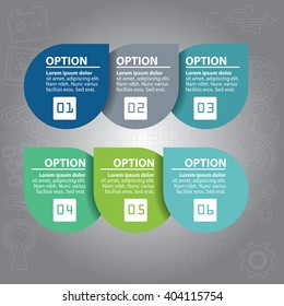 Business concept with 6 options, parts, steps or processes. Can be used for workflow layout, diagram, number options, web design.