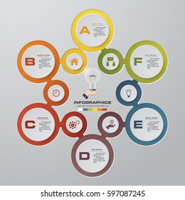 Business concept with 6 options, parts, steps or processes. Abstract background. EPS10.