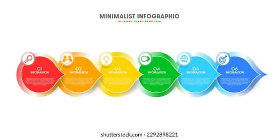 Geschäftskonzept mit 6 Optionen, Schritten oder Prozessen.
Infografische Design-Vektorgrafiken und Marketingsymbole können für Workflow-Layouts, Diagramme und Jahresberichte verwendet werden. Webdesign