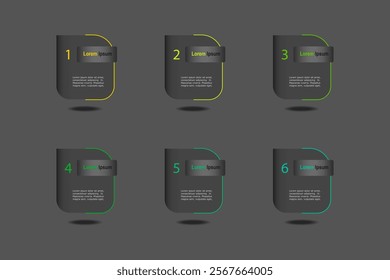 business concept with 6 steps, grey rectangle with  colorful  frame ,design for workflow layout, diagram, annual report, web design. Creative banner, vector
