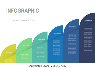 For business concept with 6 steps infographics, multicolor rectangle shape, design for workflow layout, diagram, annual report, web design. vector illustration