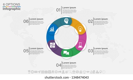 Business concept with 6 steps. Vector illustration.