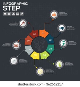 Business concept with 8 options, parts, steps or processes. Can be used for workflow layout, diagram, number options, web design.