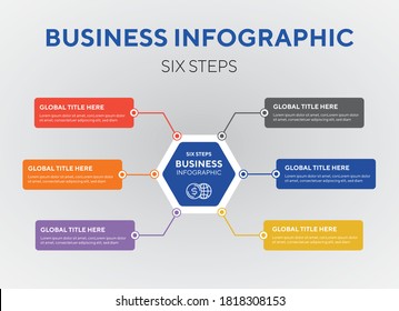 Concepto de negocio con 8 opciones, infografía vectorial, flujo de trabajo, plantilla de negocio vectorial para presentación, diagrama de procesos e infografía, diseño de infografía de seis pasos, diapositiva de infografía de presentación.