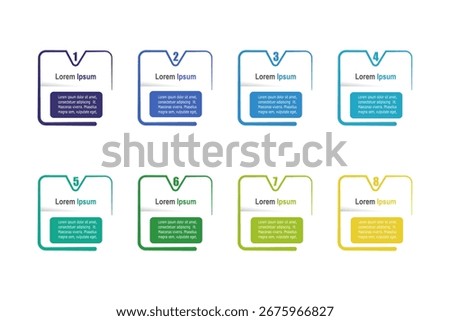For business concept with 8 steps infographics, rectangle shape with multicolor label, design for workflow layout, diagram, annual report, web design. vector illustration