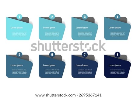 For business concept with 8 steps infographics,  multicolor rectangle shape, design for workflow layout, diagram, annual report, web design. vector illustration