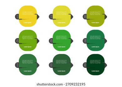 For business concept with 9 steps infographics, multicolor rectangle shape with  label, design for workflow layout, diagram, annual report, web design. vector illustration