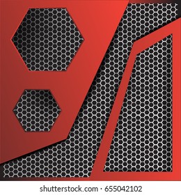 Business concept, Abstract geometric red and gray and black color Card paper modern for text message with layer background, vector illustration