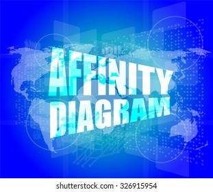 Business Concept, Affinity Diagram On Digital Touch Screen Interface Vector Illustration